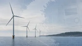 Illustration av havsbaserad vindkraft utanför svensk kust med kart- och tillståndsunderlag