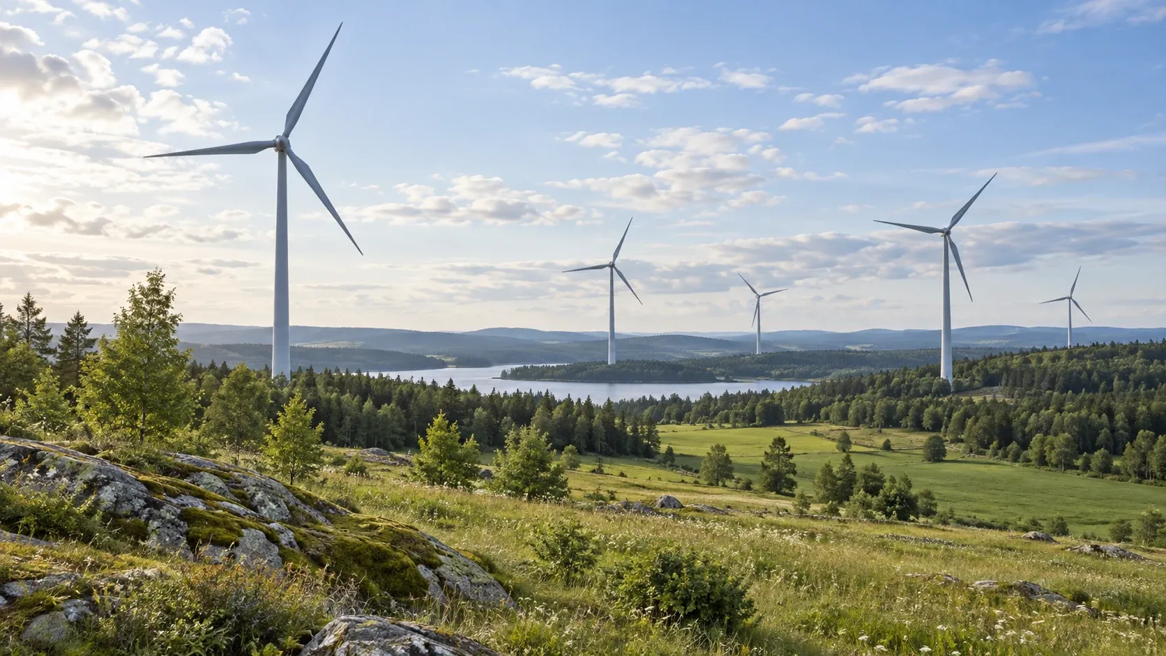 Vindkraftmiljö utan identifierbart projekt, person eller logotyp.